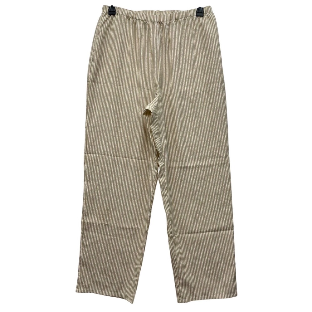 Orvis Seersucker Pants Womens Large Beige Stripe Summer Lightweight Crop